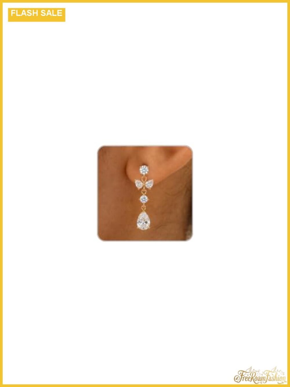 14K Gold Plated Cubic Zirconia Dangle Drop Earrings for Women Wedding Bridal